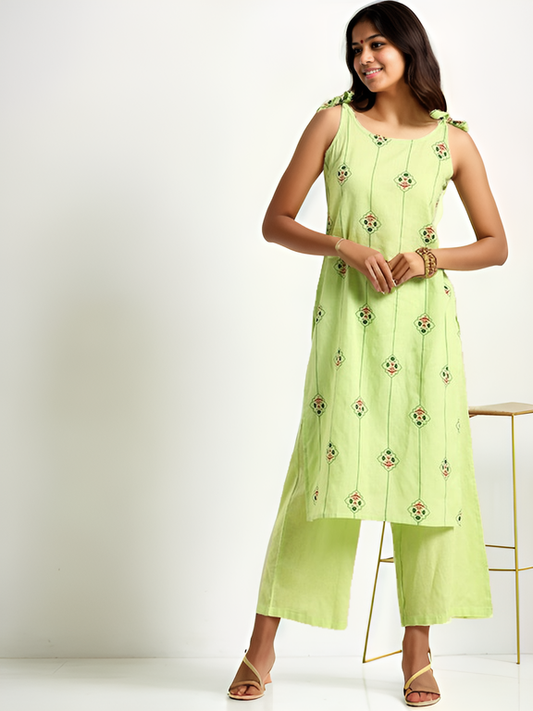 Pure Cotton Ethnic Motifs Printed Regular Kurta with Palazzos