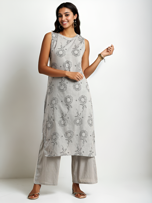 Pure Cotton Printed Regular Kurta With Palazzos