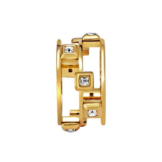 Square Rhinestones Multi-Layered Ring - Kamora.in