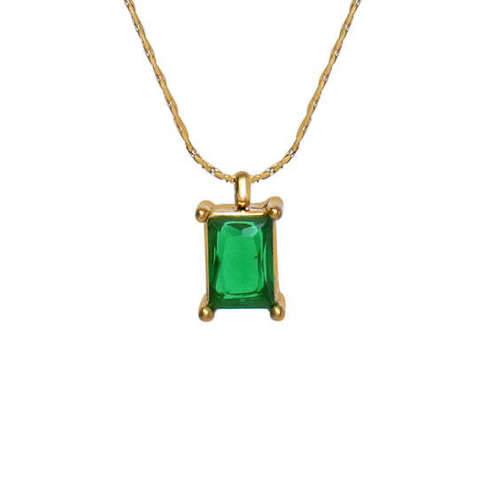 Square Rhinestone Pendant in Six Claw Chain - Kamora.in