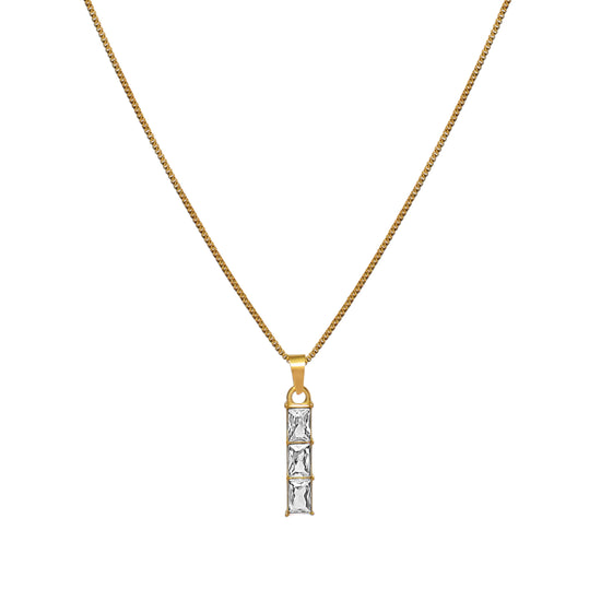 Vertically Aligned Square Rhinestones in Cable Link Chain - Kamora.in