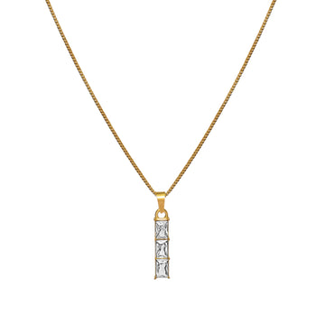 Vertically Aligned Square Rhinestones in Cable Link Chain - Kamora.in