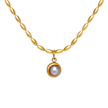 Milky Pendant in a Bead Chain - Kamora.in