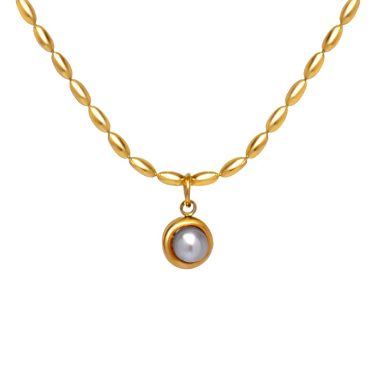 Milky Pendant in a Bead Chain - Kamora.in