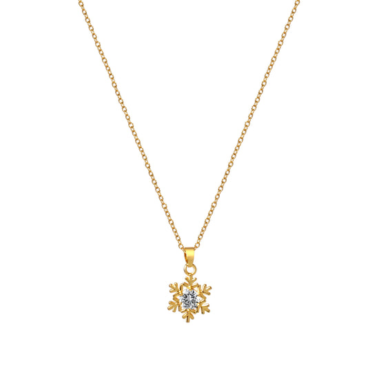 Snow Flake Pendant in Cable Link Chain - Kamora.in