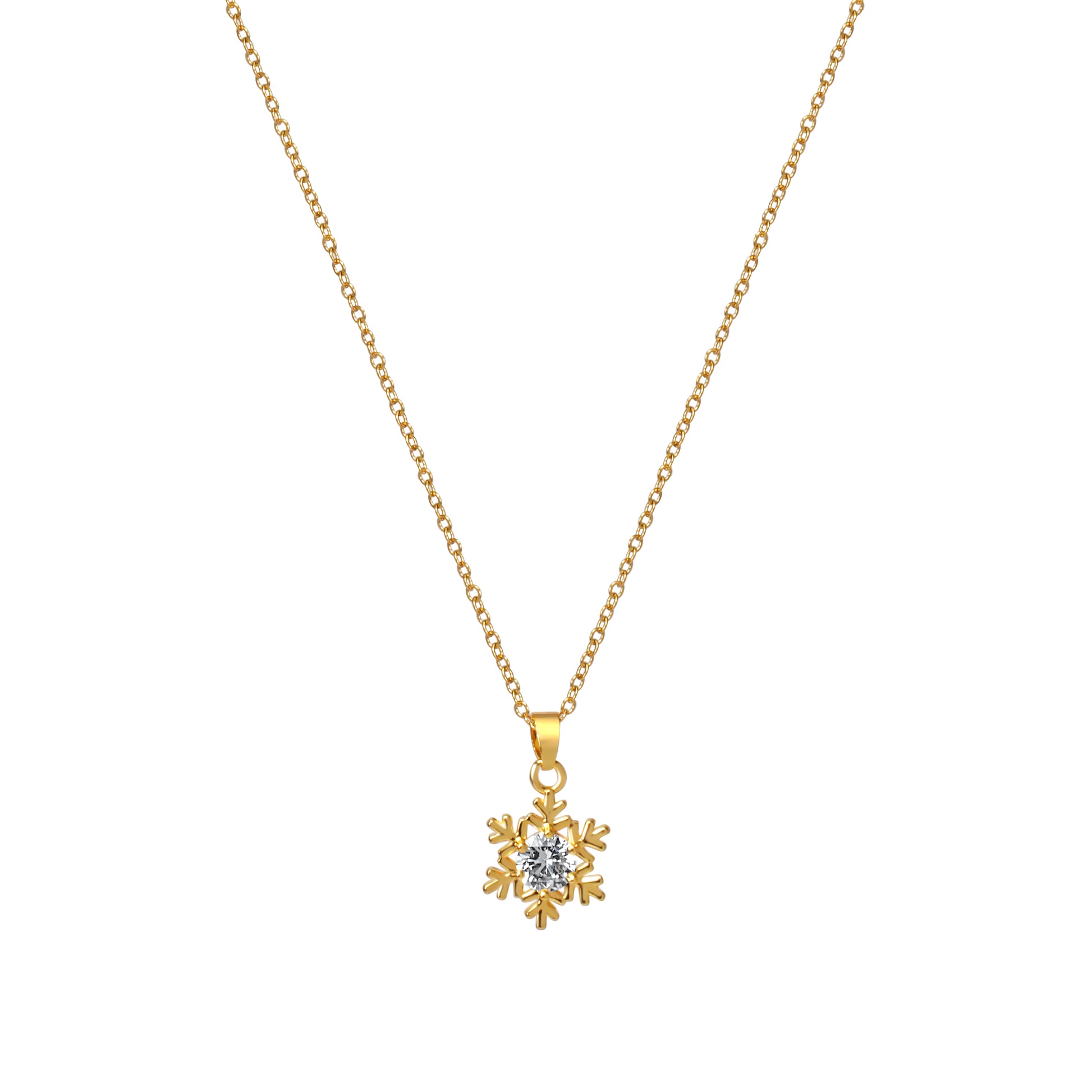 Snow Flake Pendant in Cable Link Chain - Kamora.in