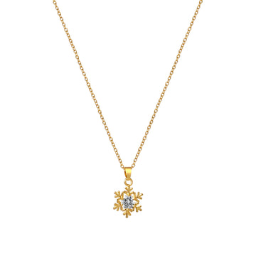 Snow Flake Pendant in Cable Link Chain - Kamora.in