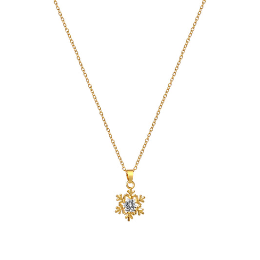 Snow Flake Pendant in Cable Link Chain - Kamora.in