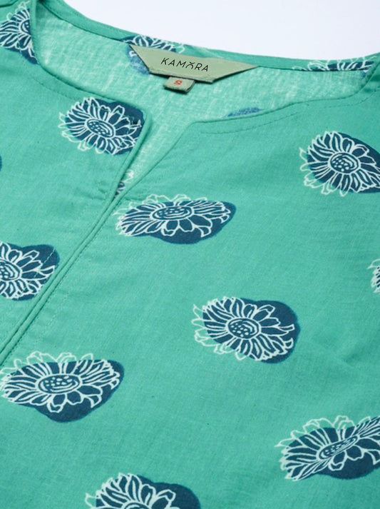 Floral Printed Pure Cotton Kurta with Palazzos