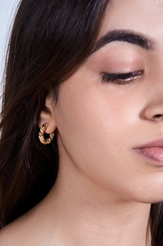 Twirled Rhinestone Hoops - Kamora.in