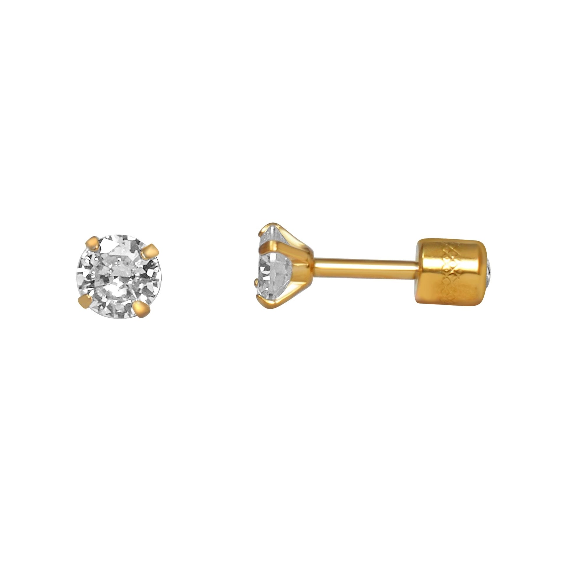 Basic Round Ear Studs with Rhinestone Backs - Kamora.in