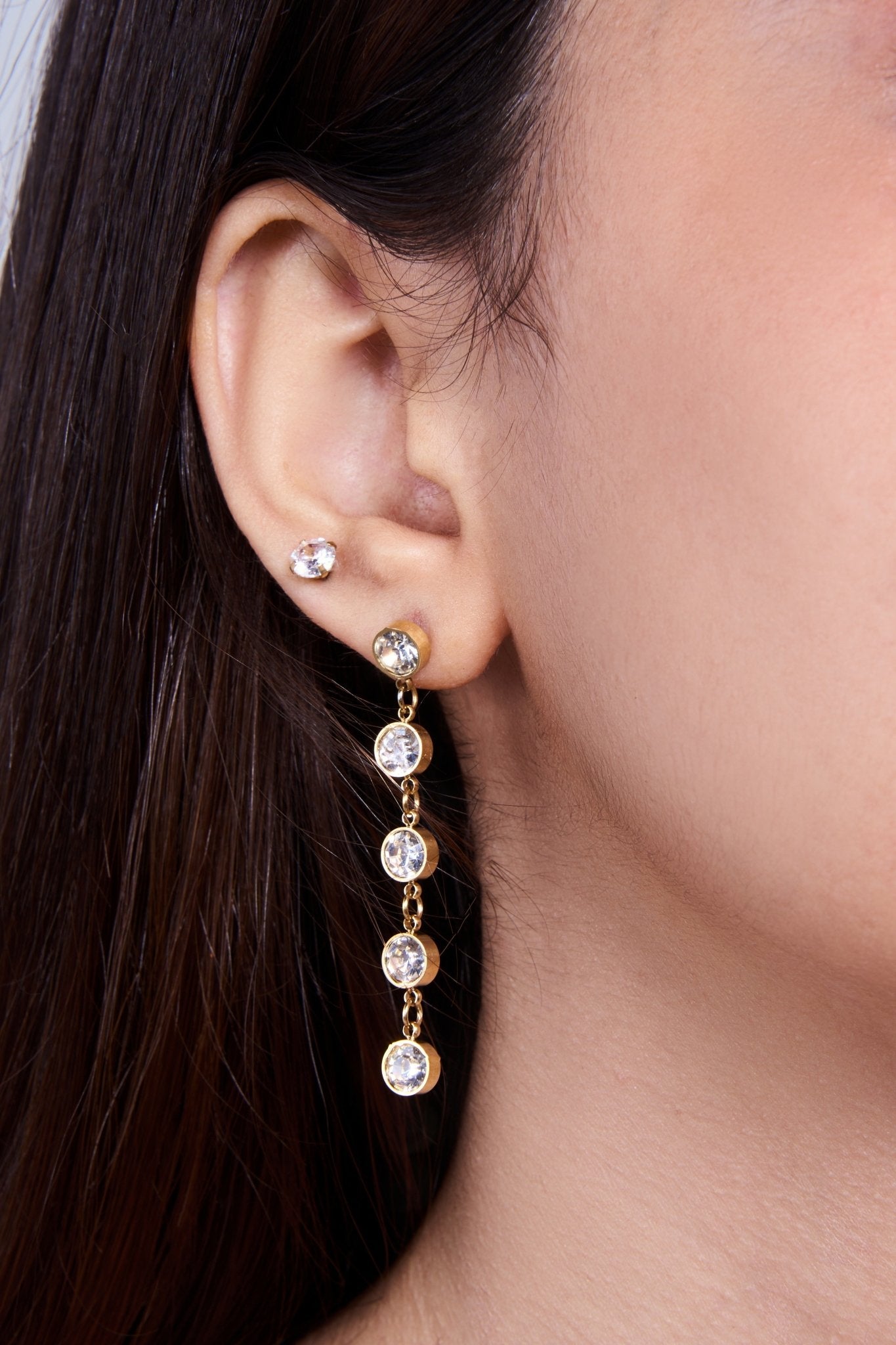 Basic Round Ear Studs with Rhinestone Backs - Kamora.in