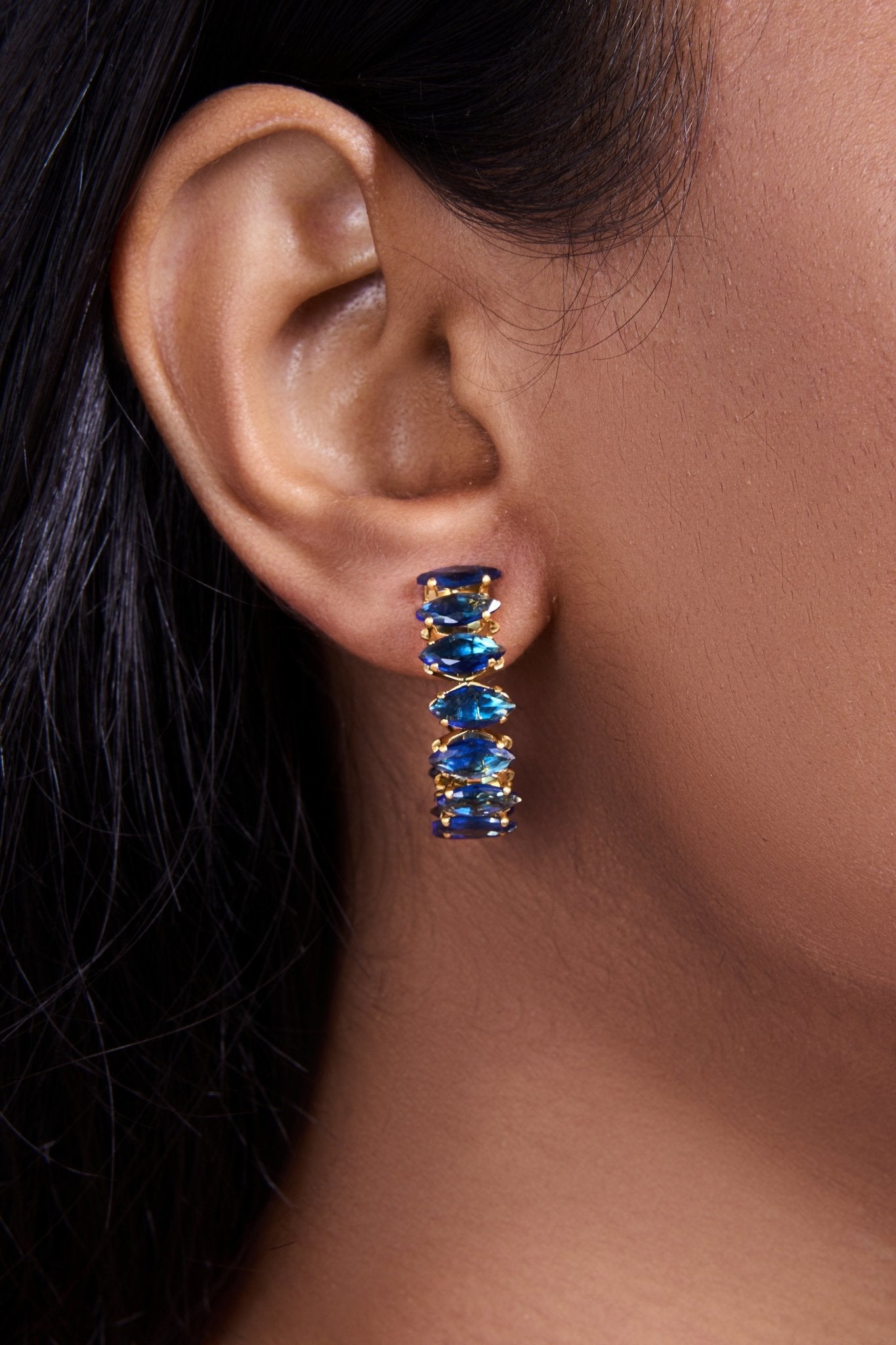 Blue Infinity Rhinestone Hoops - Kamora.in