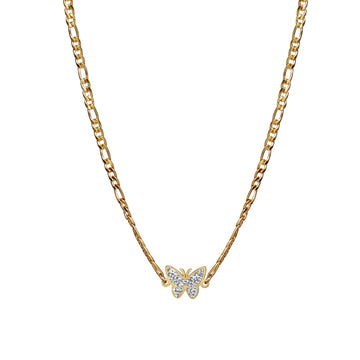 Butterfly Pendant in Figaro Link Chain - Kamora.in