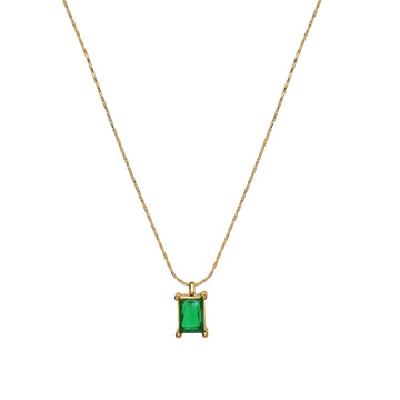 Emerald Green Pendant in Six Claw Chain - Kamora.in