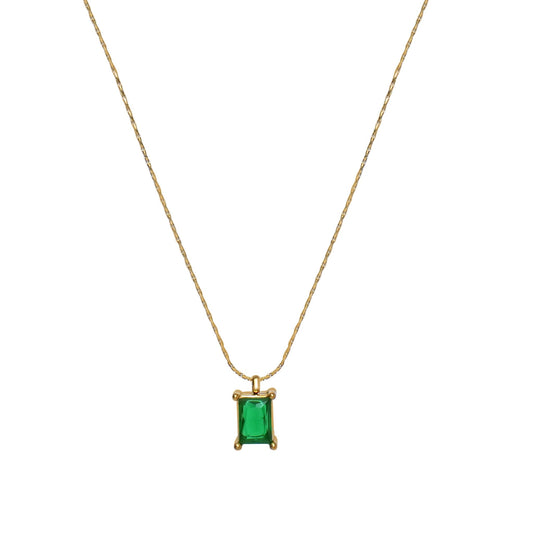 Emerald Green Pendant in Six Claw Chain - Kamora.in